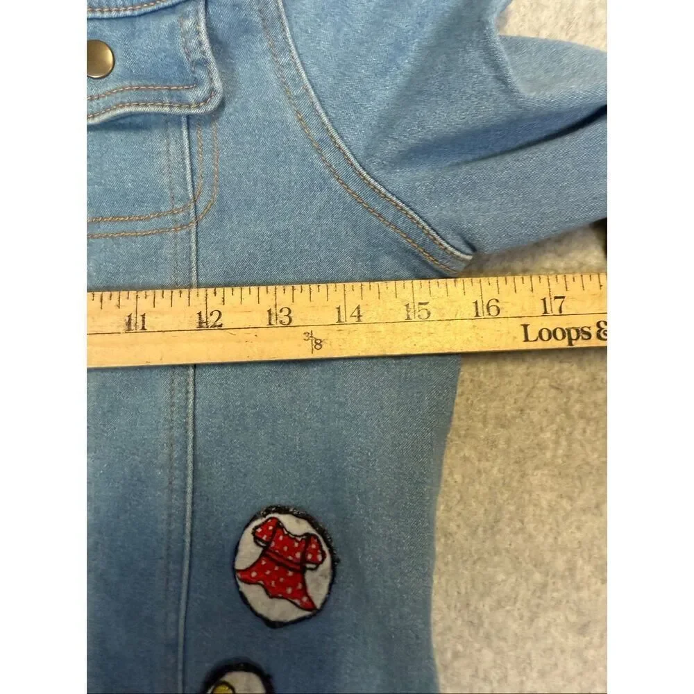 Minnie Mouse Disney Tutu Couture Girls Jean Jacket Blue Stretch Flap Pockets 10